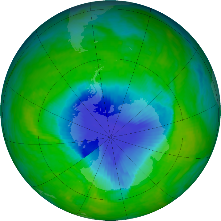 Antarctic ozone map for 28 November 1992